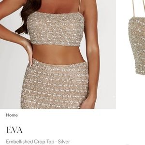 Meshki Eva Embellished Crop Top - Silver